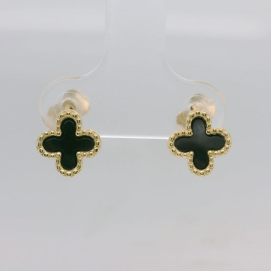 Onyx Clover Stud Earrings