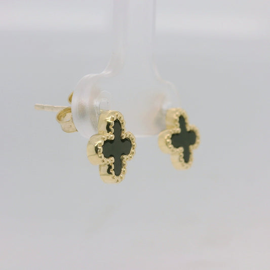 Onyx Clover Stud Earrings
