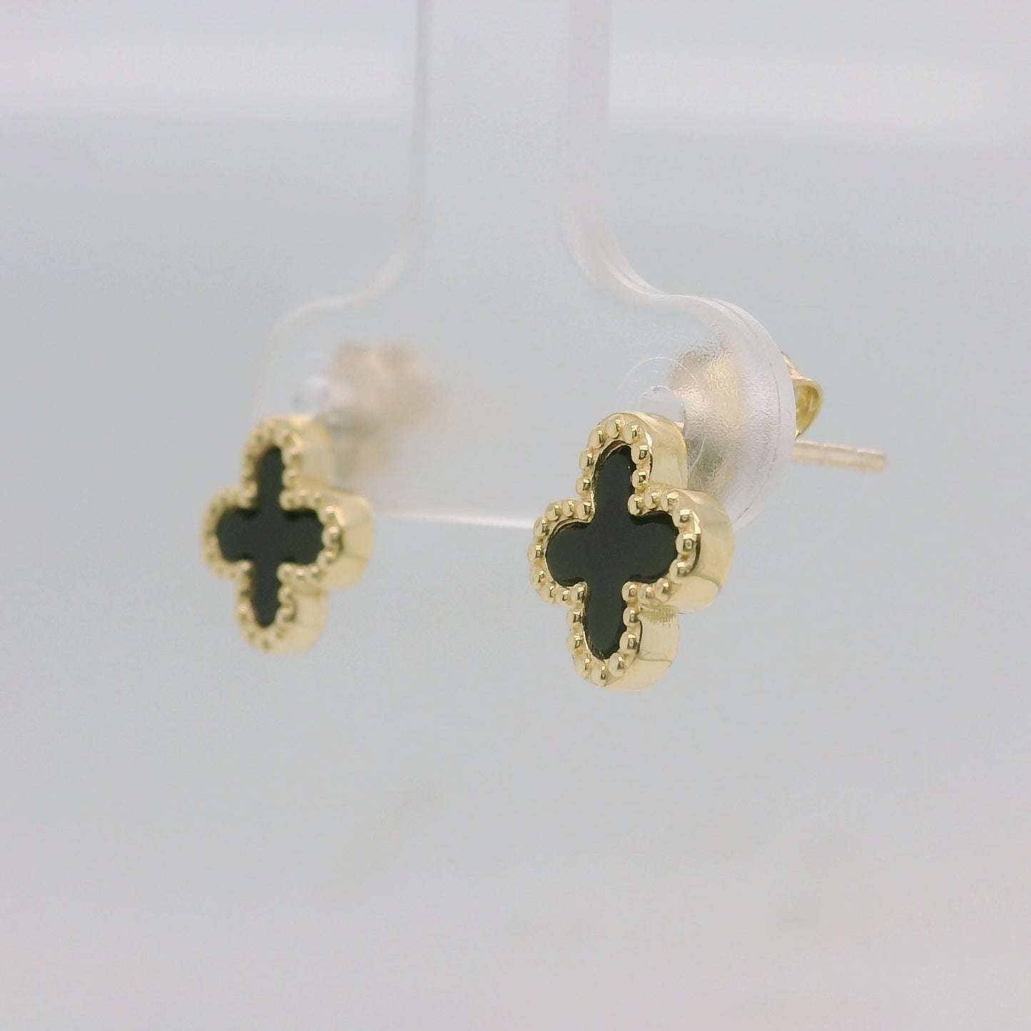 Onyx Clover Stud Earrings