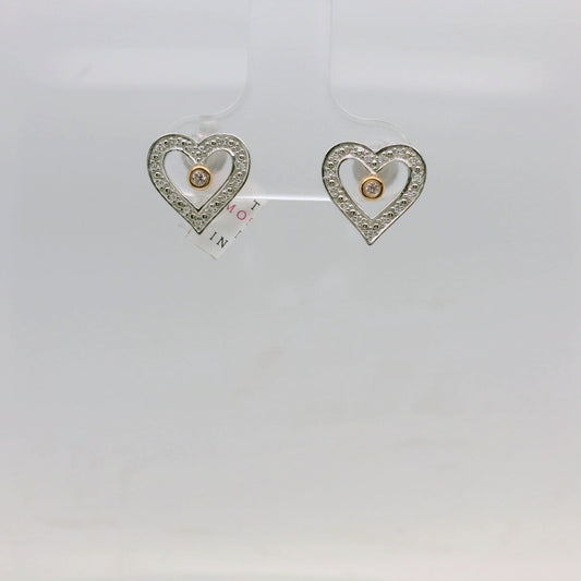 Diamond Set Heart Studs