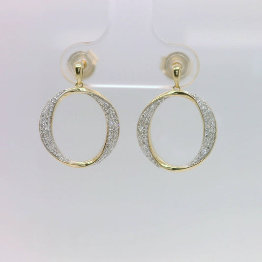 Circle Diamond Drop Earrings