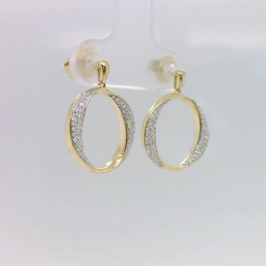 Circle Diamond Drop Earrings