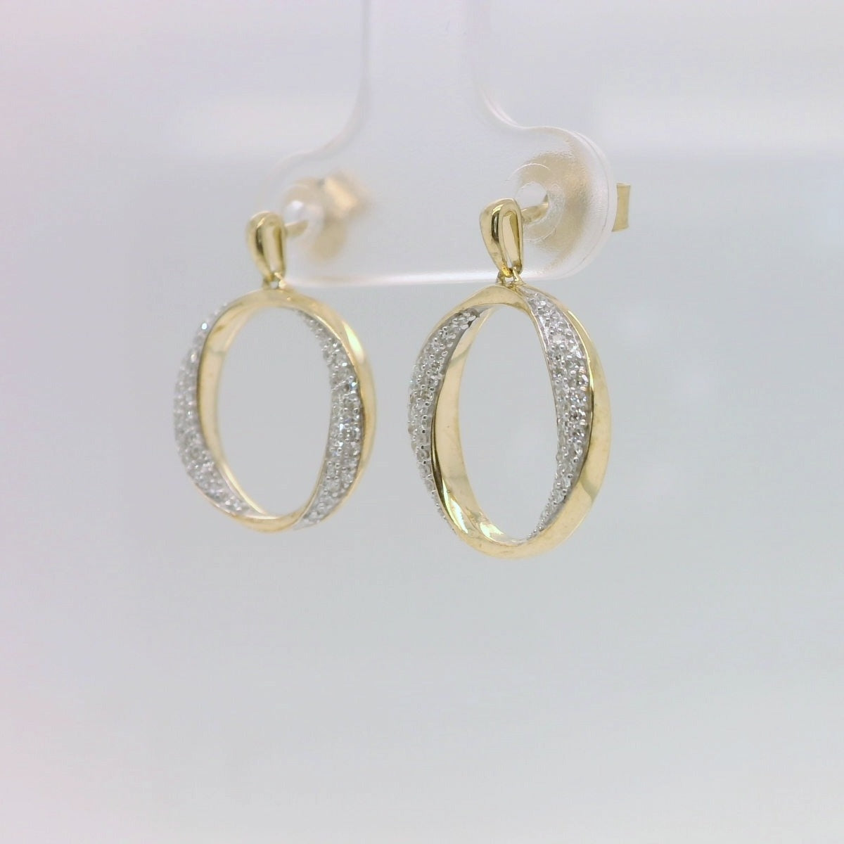 Circle Diamond Drop Earrings