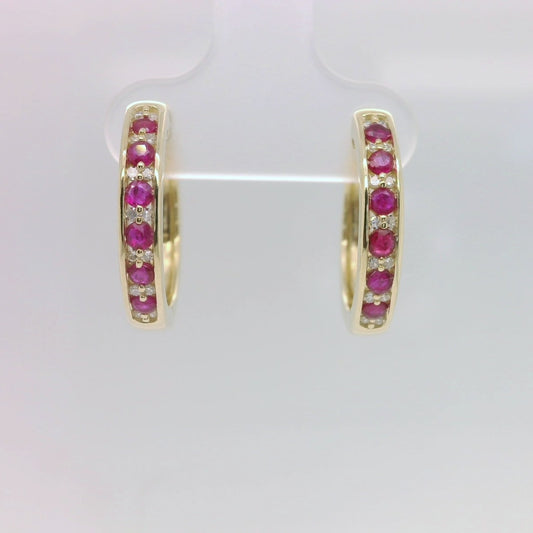 Ruby & Diamond Hoops
