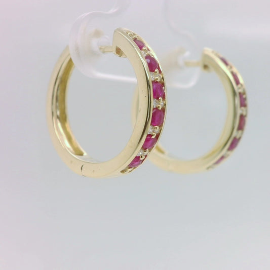 Ruby & Diamond Hoops