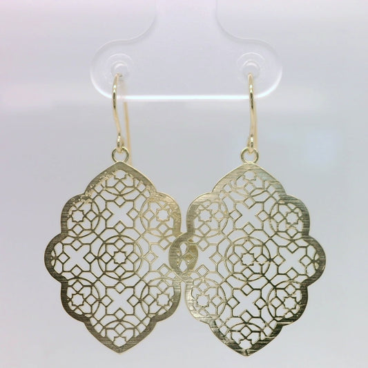Yellow Filigree Teardrop Earrings