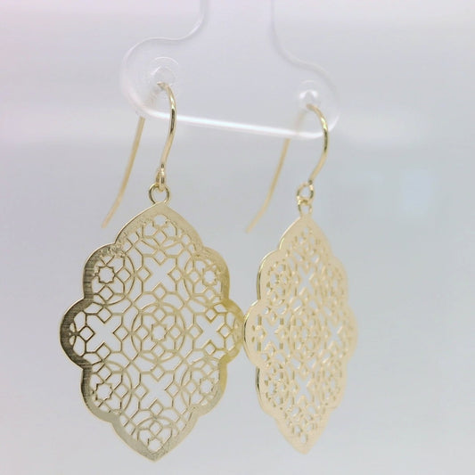 Yellow Filigree Teardrop Earrings