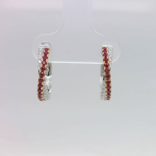 Ruby & Diamond Crossover Hoops