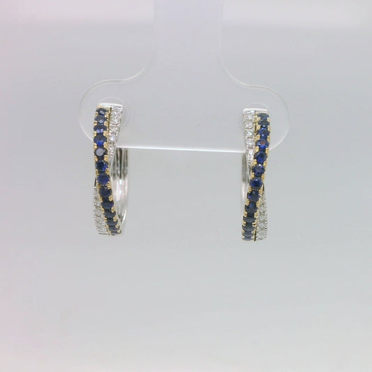 Sapphire & Diamond Crossover Hoops