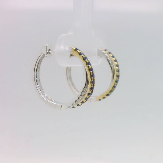 Sapphire & Diamond Crossover Hoops