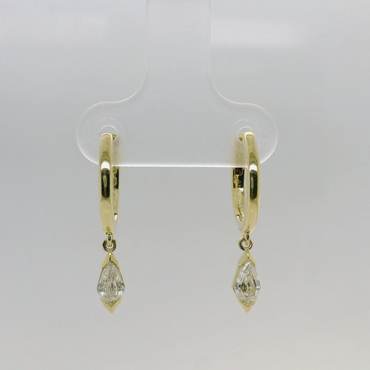 Huggie Earrings with Pear Shaped Drops