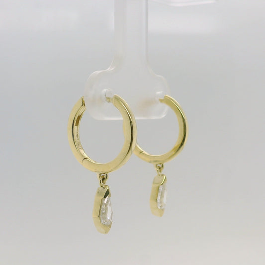 Huggie Earrings with Pear Shaped Drops
