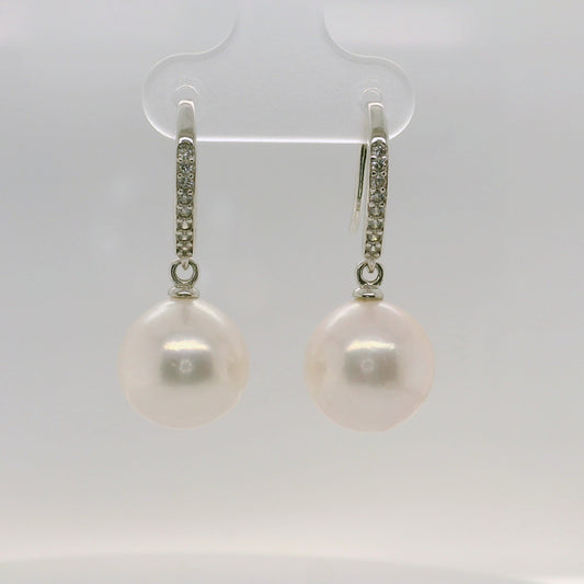 Pearl & CZ Drop Earring