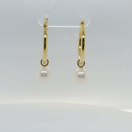 Gold Pearl Hoop Earrings