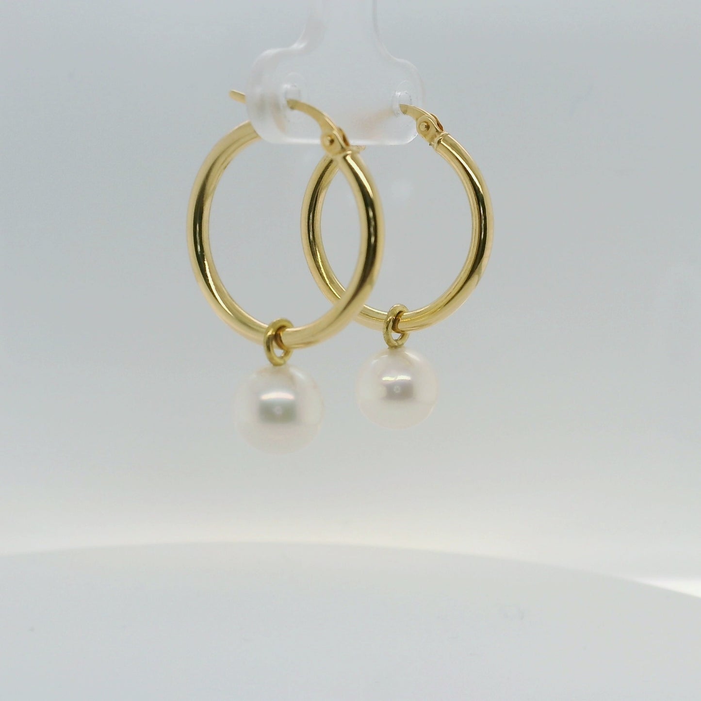 Gold Pearl Hoop Earrings
