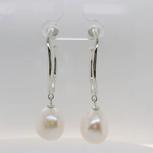 Pearl Drop Hoops