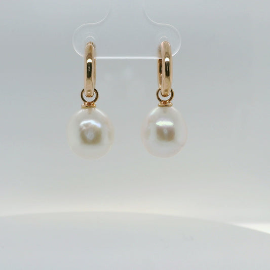 Rose Gold Pearl Huggies