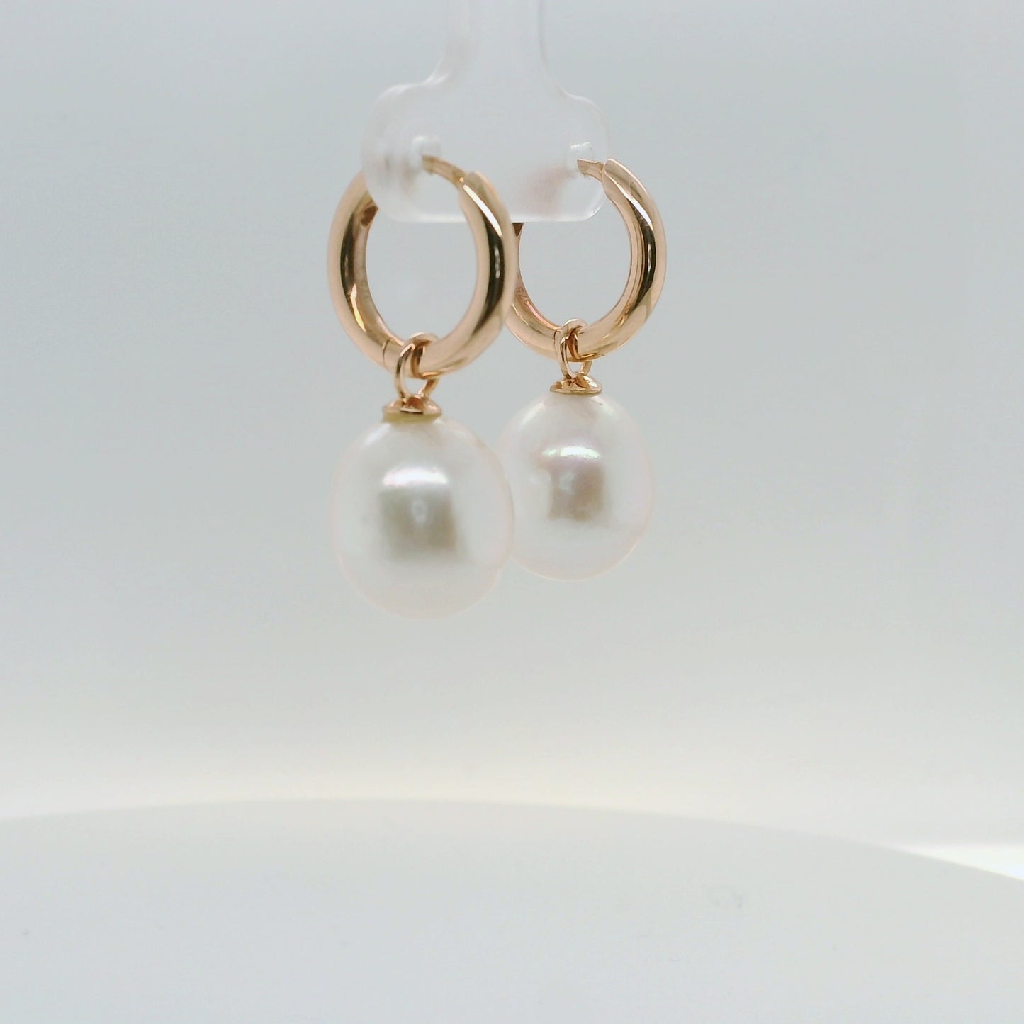 Rose Gold Pearl Huggies