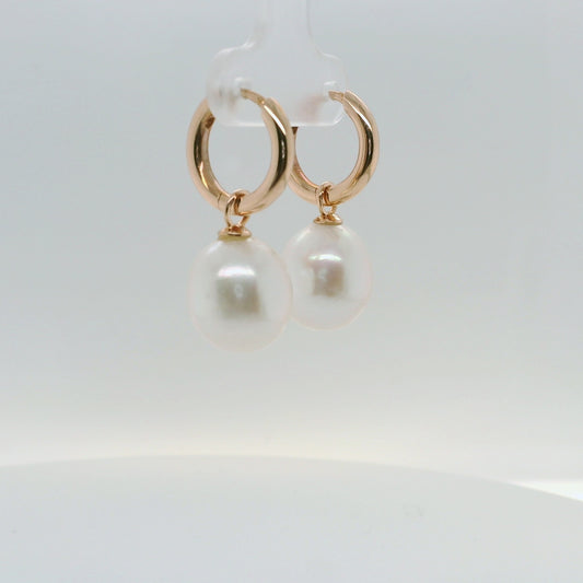Rose Gold Pearl Huggies