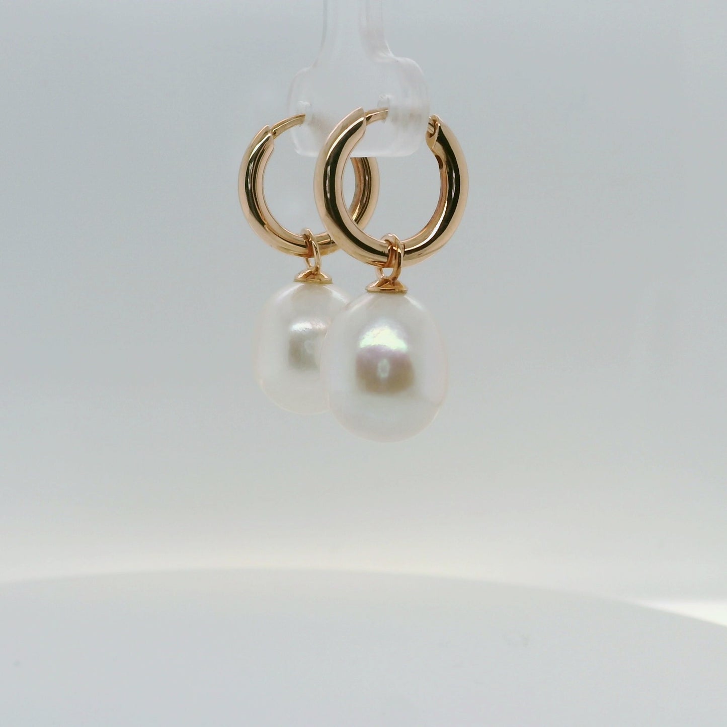 Rose Gold Pearl Huggies
