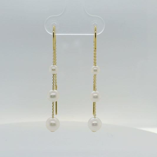 Gold & Pearl Threader Drop Earrings