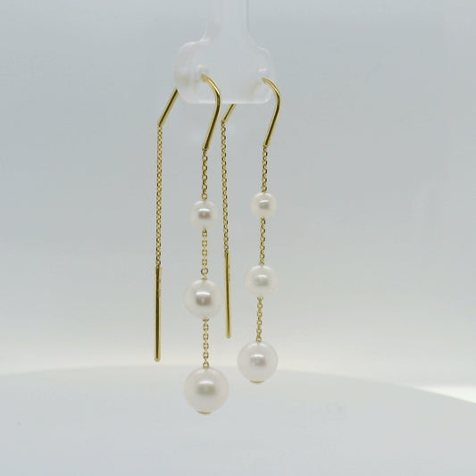 Gold & Pearl Threader Drop Earrings