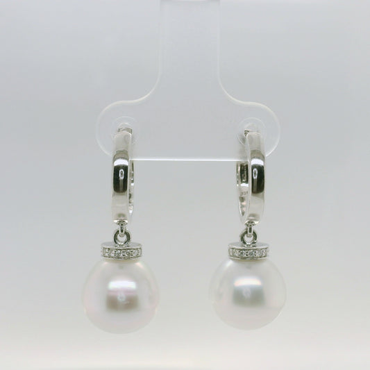 Silver South Sea Pearl Huggies