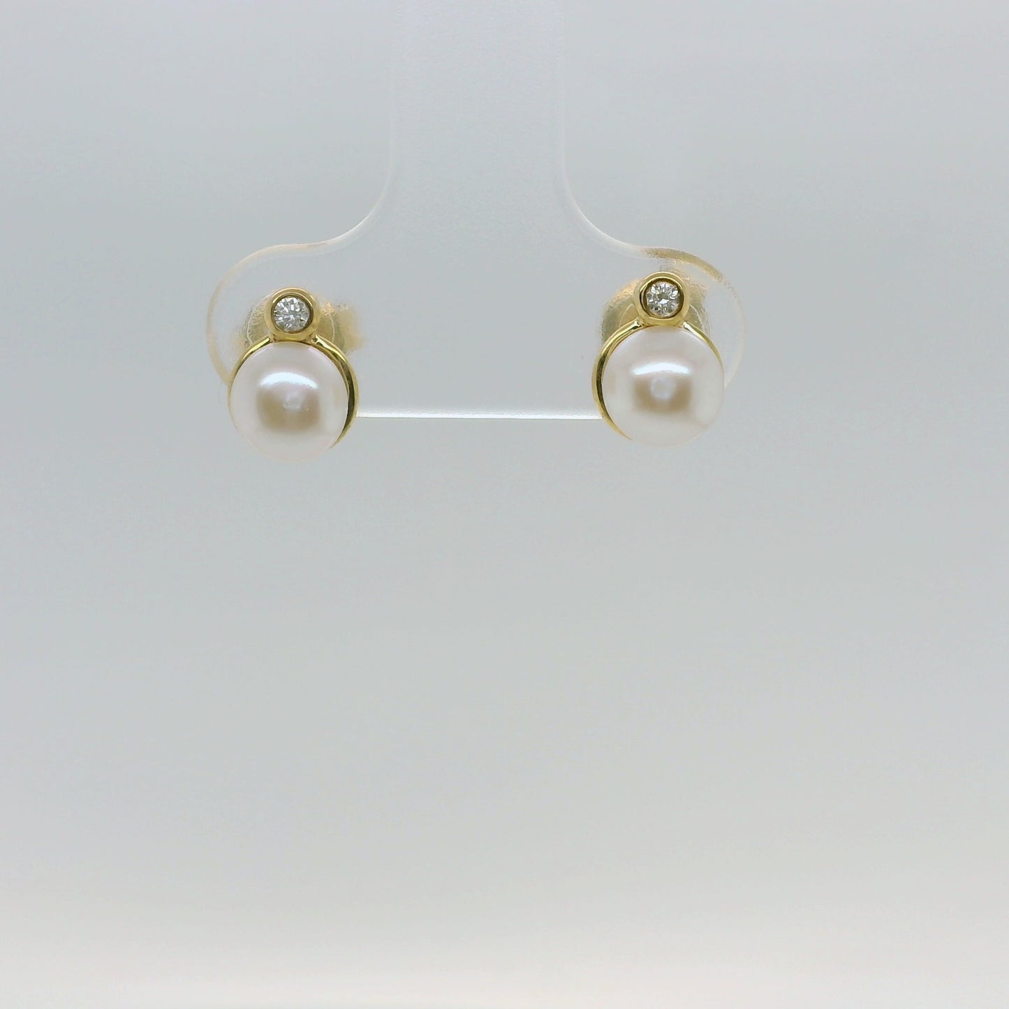 Pearl & Diamond Stud Earrings