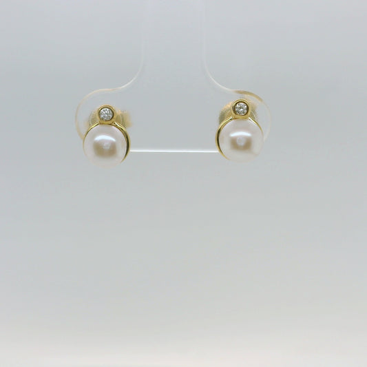 Pearl & Diamond Stud Earrings
