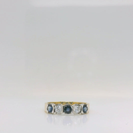 Semi Bezel Sapphire & Diamond Ring