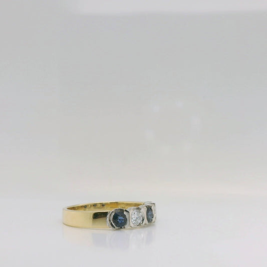 Semi Bezel Sapphire & Diamond Ring