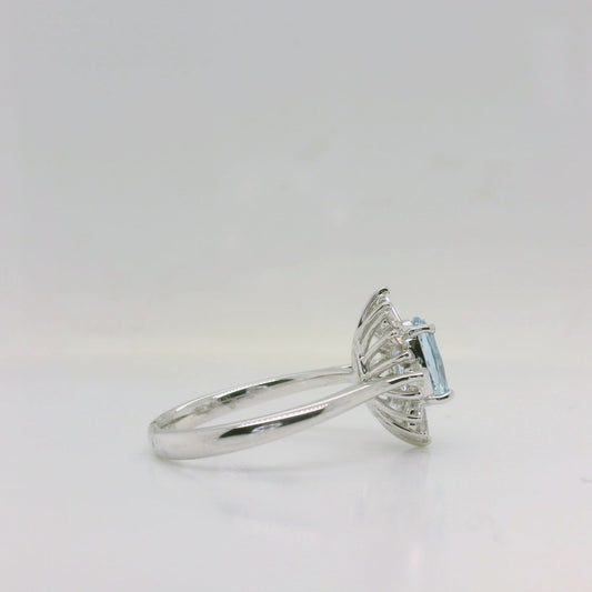 Aquamarine & Diamond Cluster Ring