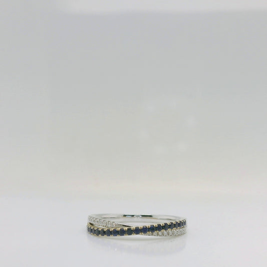 Sapphire & Diamond Crossover Ring