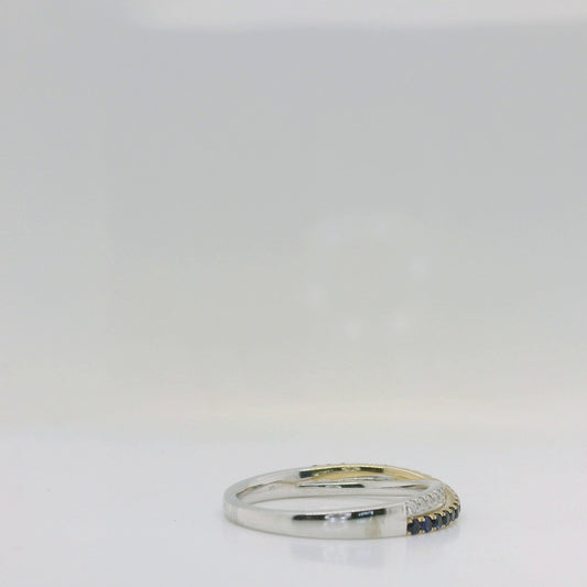 Sapphire & Diamond Crossover Ring