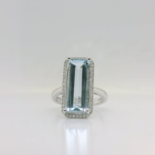 Aquamarine & Diamond Ring