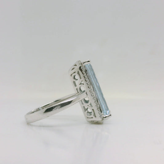 Aquamarine & Diamond Ring
