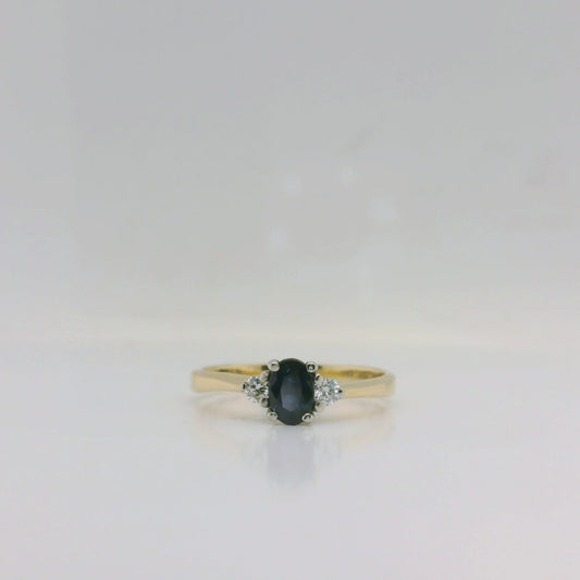 Sapphire Diamond Three Stone Ring
