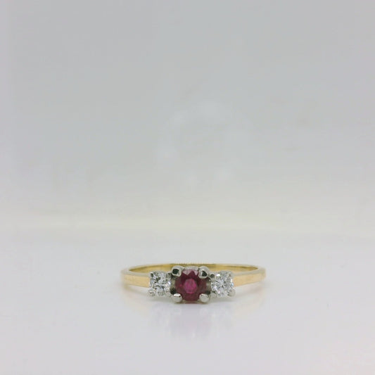 Three stone Ruby Diamond Ring
