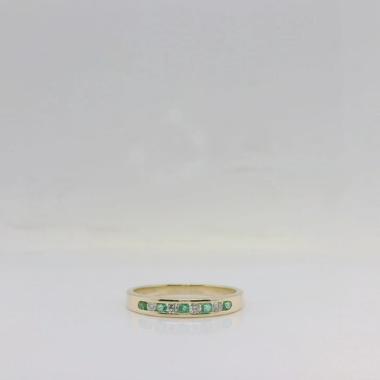 Emerald & Diamond Channel Ring