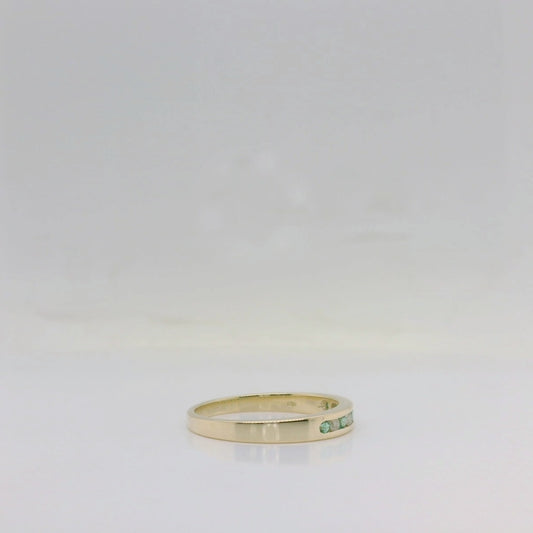 Emerald & Diamond Channel Ring