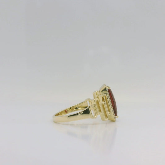 Garnet & Diamond Rectangle Ring