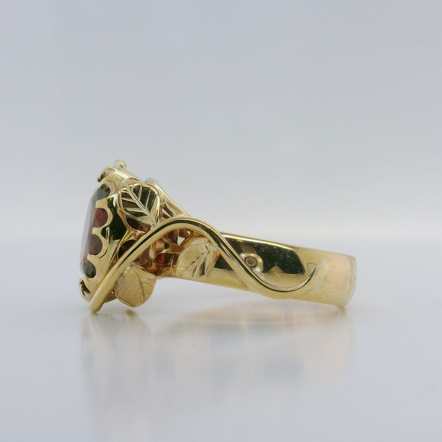 Hand Engraved Garnet Ring