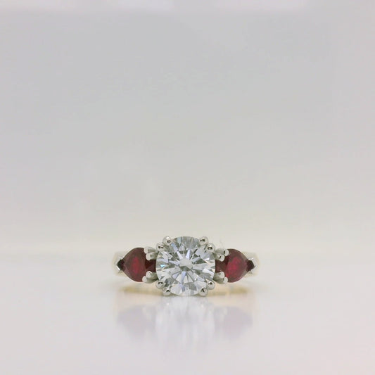 Ruby & Lab Diamond Three Stone Ring
