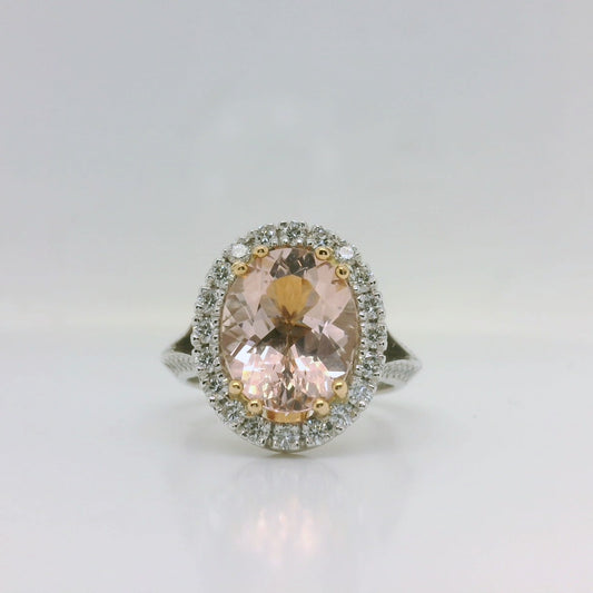 Morganite & Diamond Cluster Ring