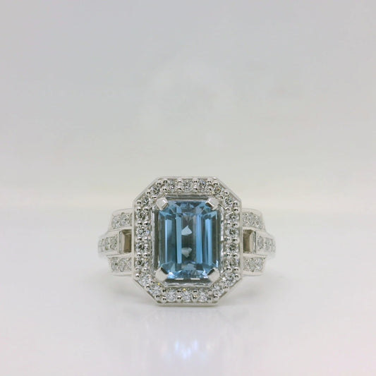 Aquamarine & Diamond Ring