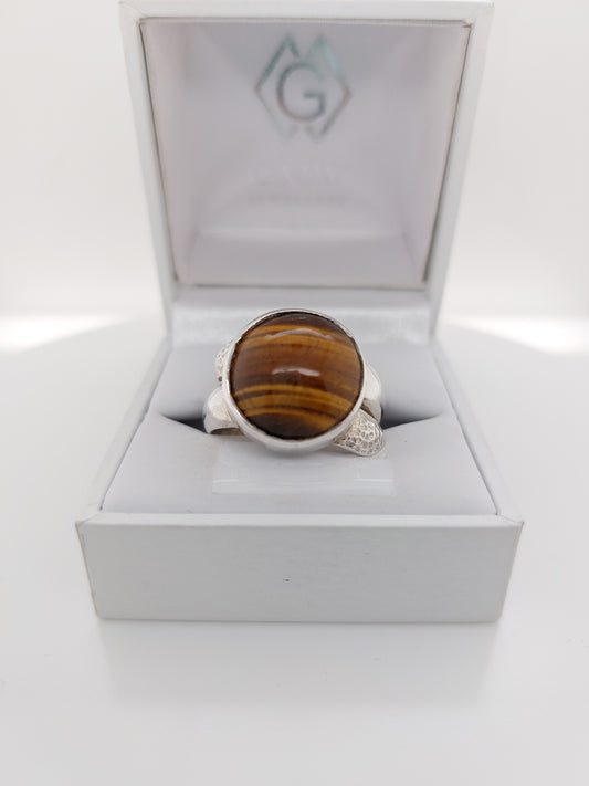 Cross-over Tigers Eye Ring