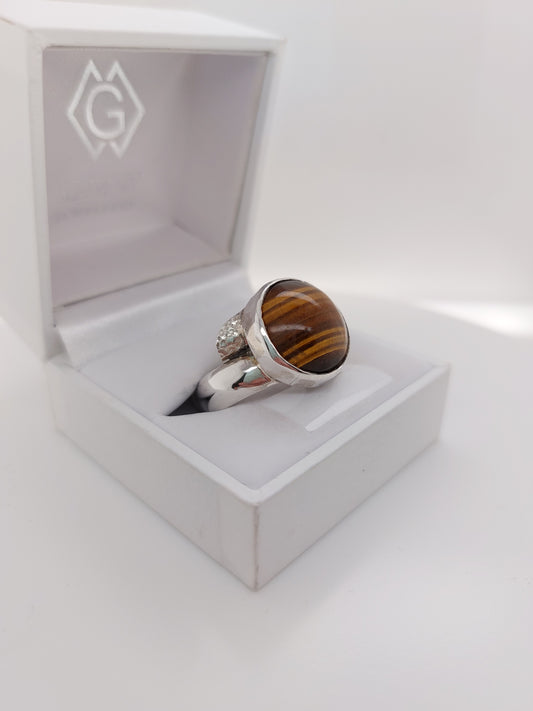 Cross-over Tigers Eye Ring