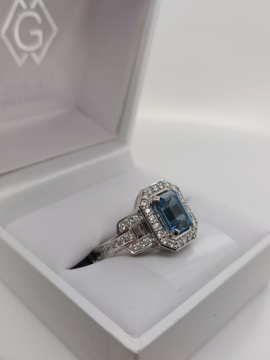 Aquamarine & Diamond Ring