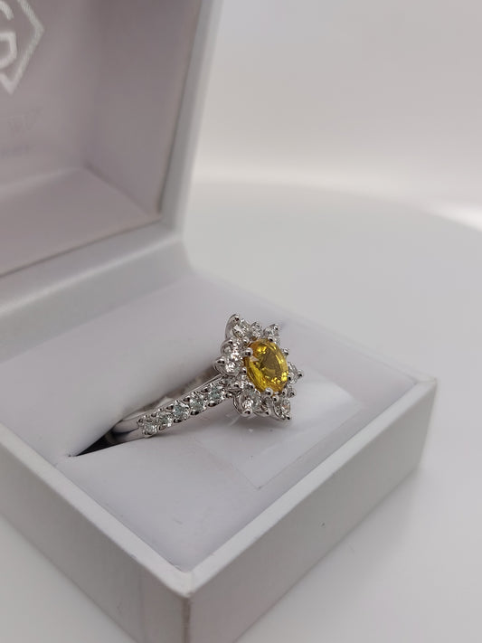 Yellow Sapphire Cluster Ring