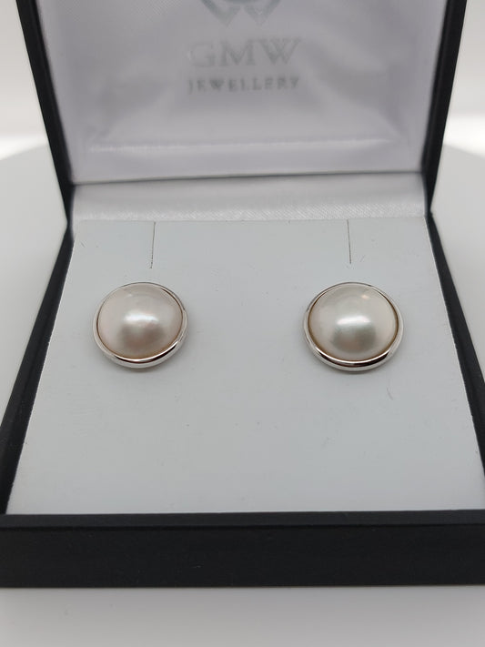 White Mabe Pearl Studs